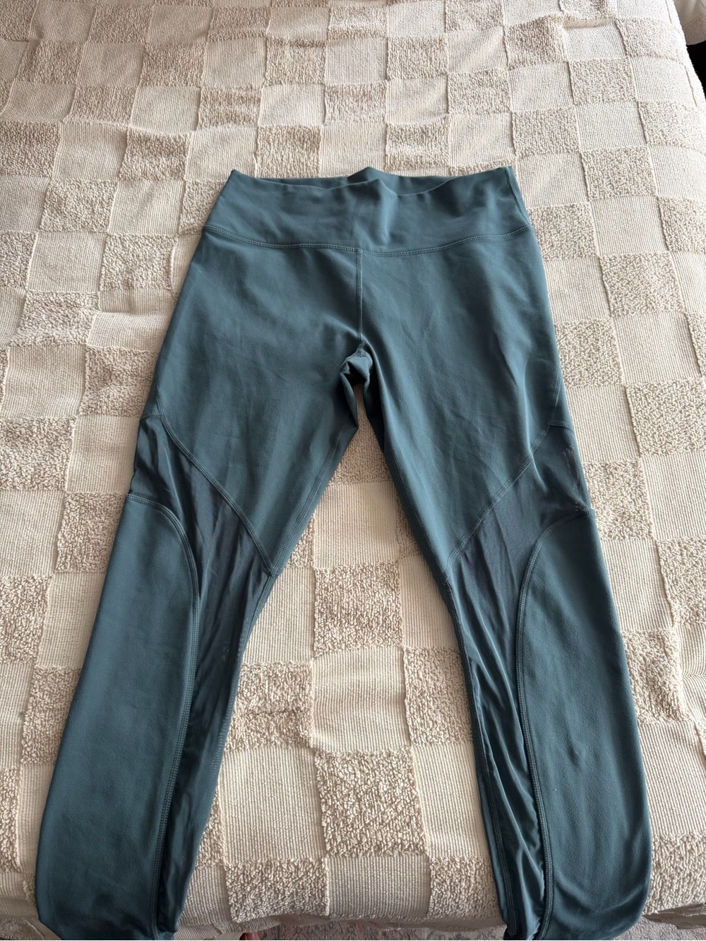 Fabletics PowerHold Teal High-Waisted Mesh Panel Leggings XL
